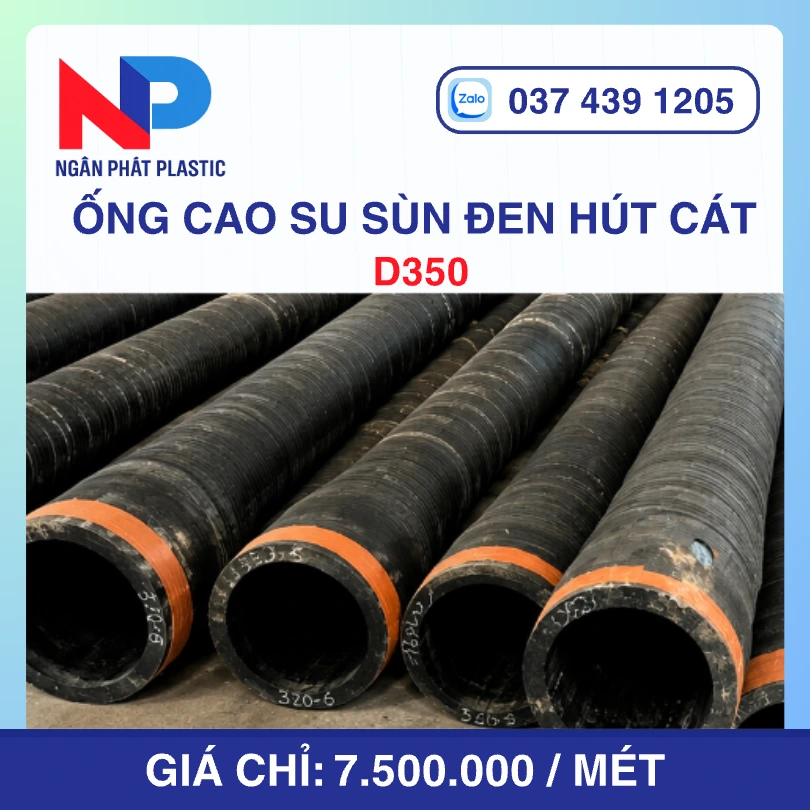Ống Cao Su Sùng Đen D350 Bơm Hút Cát